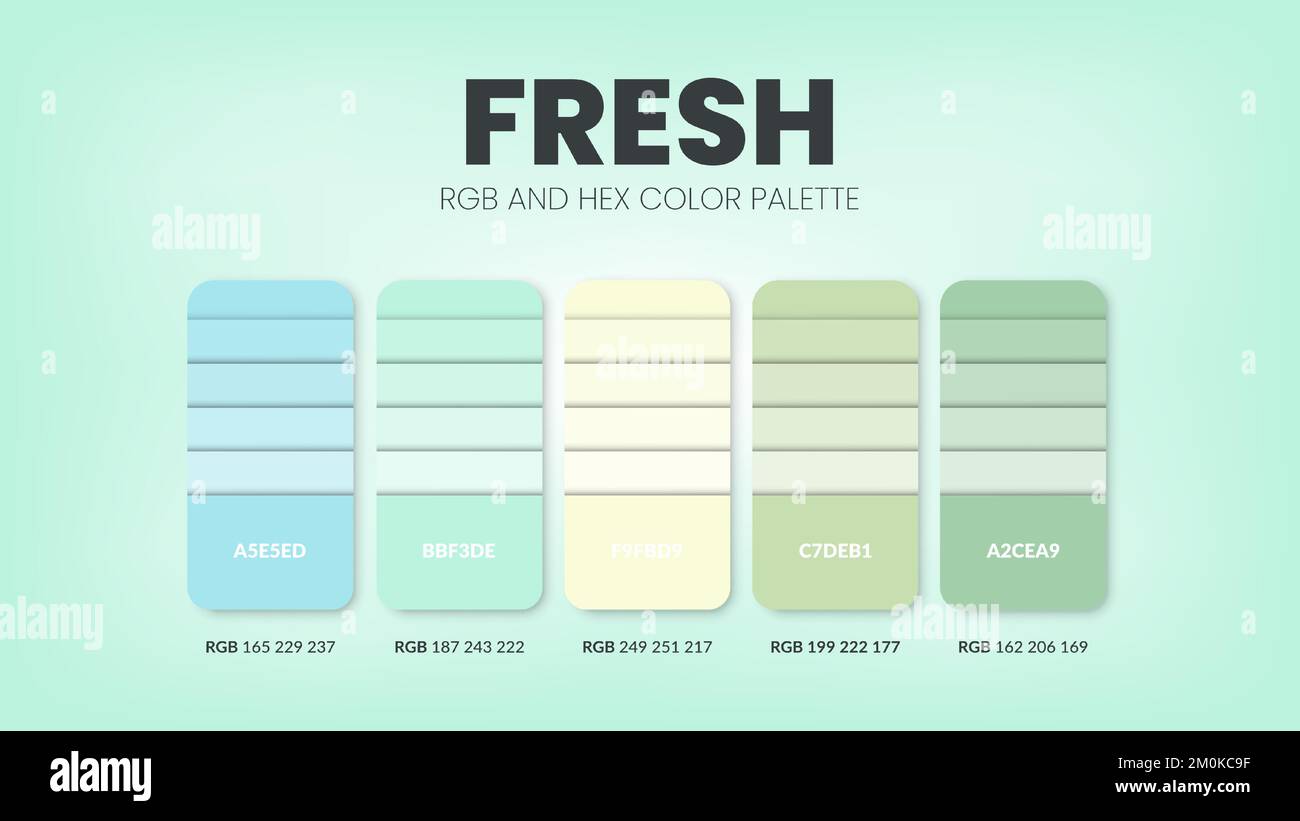 Color palette in a Fresh colour theme collections. Color scheme or