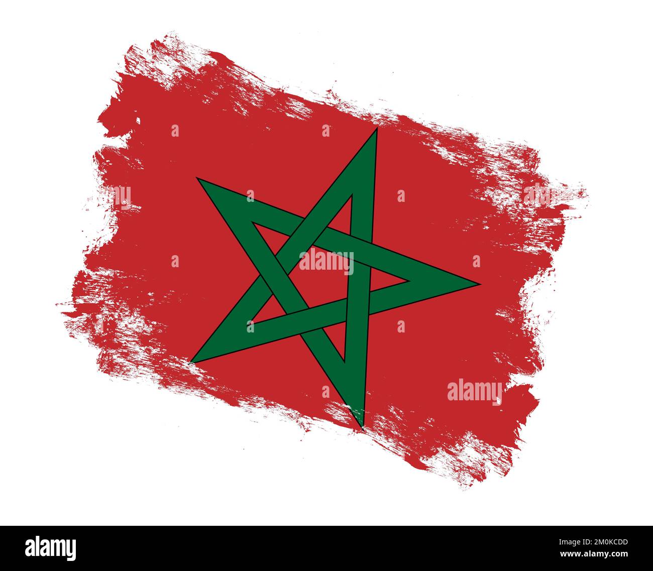 Stroke brush painted flag of morocco on white background Stock Photo ...