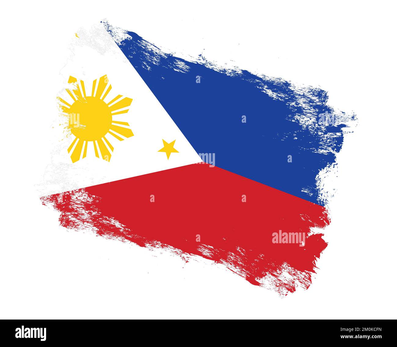 Stroke brush painted flag of philippines on white background Stock Photo