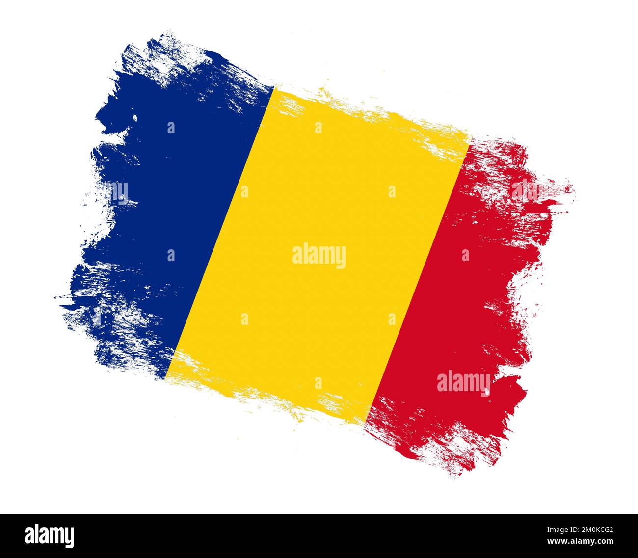 Stroke brush painted flag of romania on white background Stock Photo ...