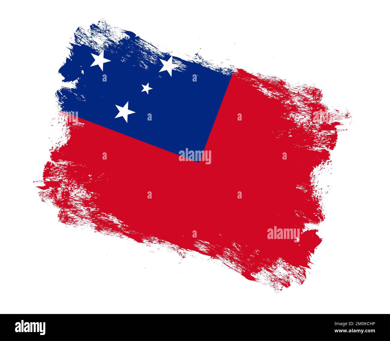 Stroke brush painted flag of samoa on white background Stock Photo - Alamy