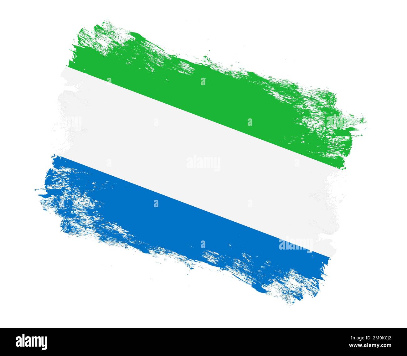 Stroke brush painted flag of sierra leone on white background Stock ...