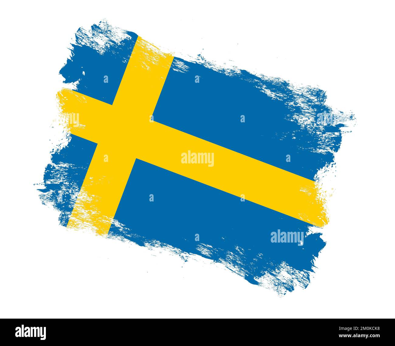 Stroke brush painted flag of sweden on white background Stock Photo - Alamy