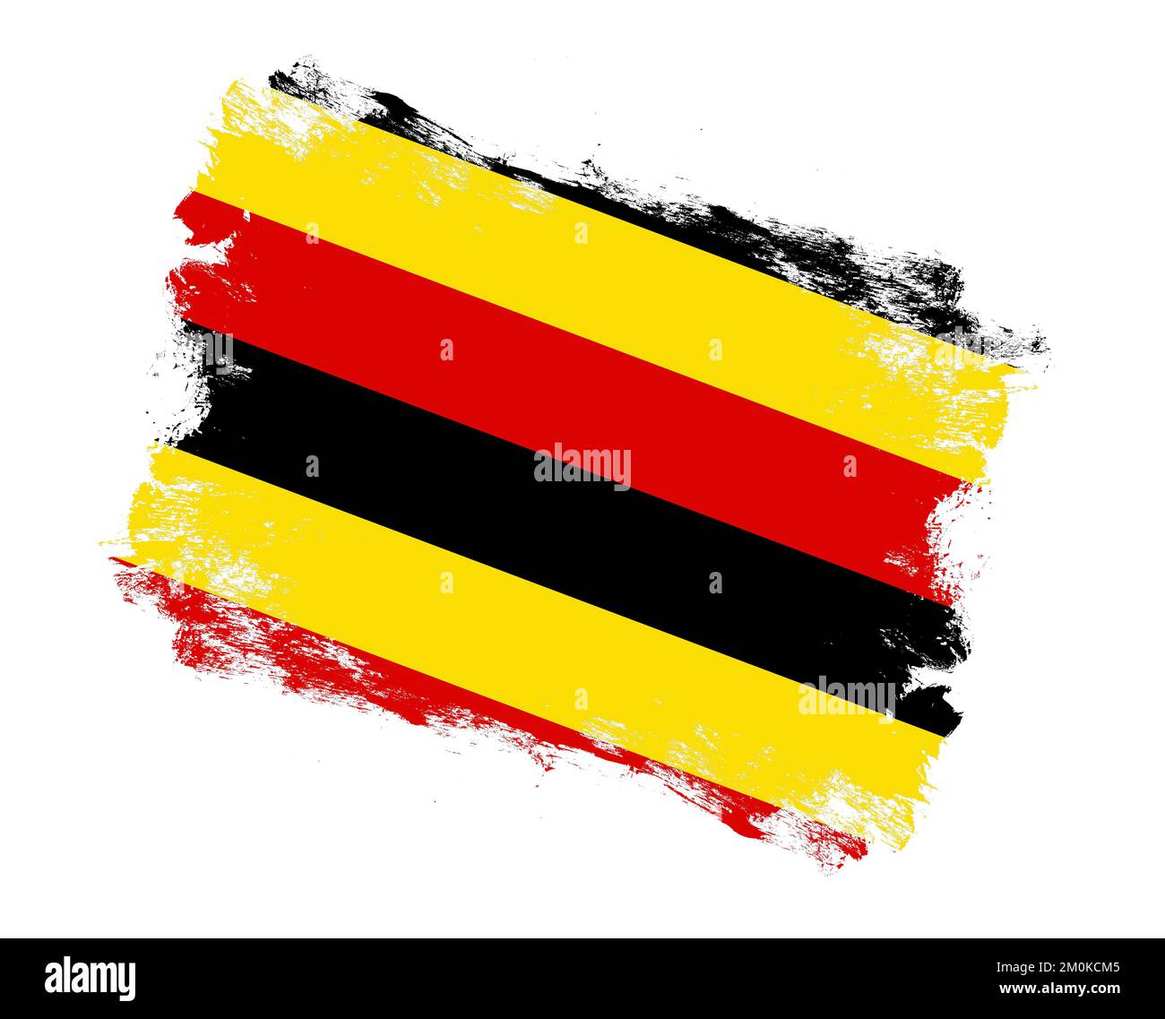 Stroke brush painted flag of uganda on white background Stock Photo - Alamy