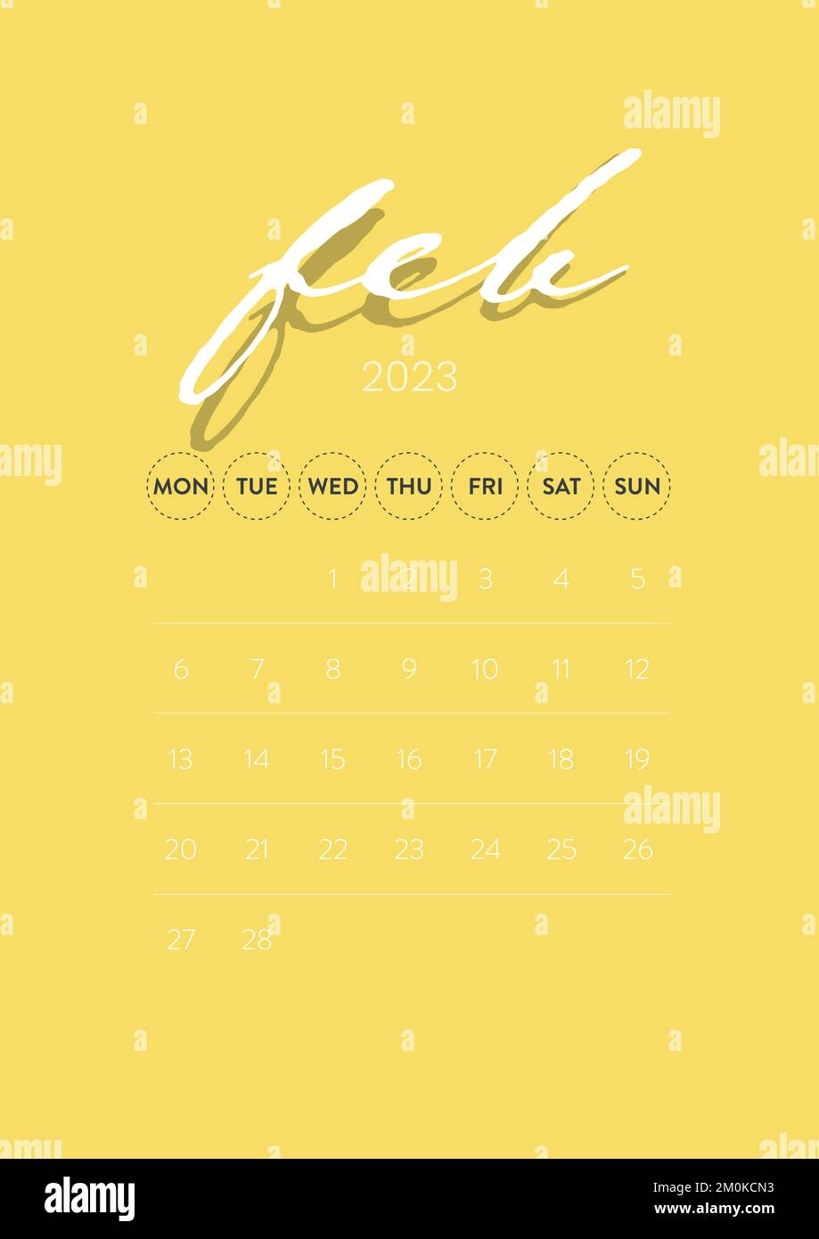 February 2023. Creative minimal business monthly 2023 Calendar template vector. Desk, wall calendar for print, digital calendar or planner. Stock Vector