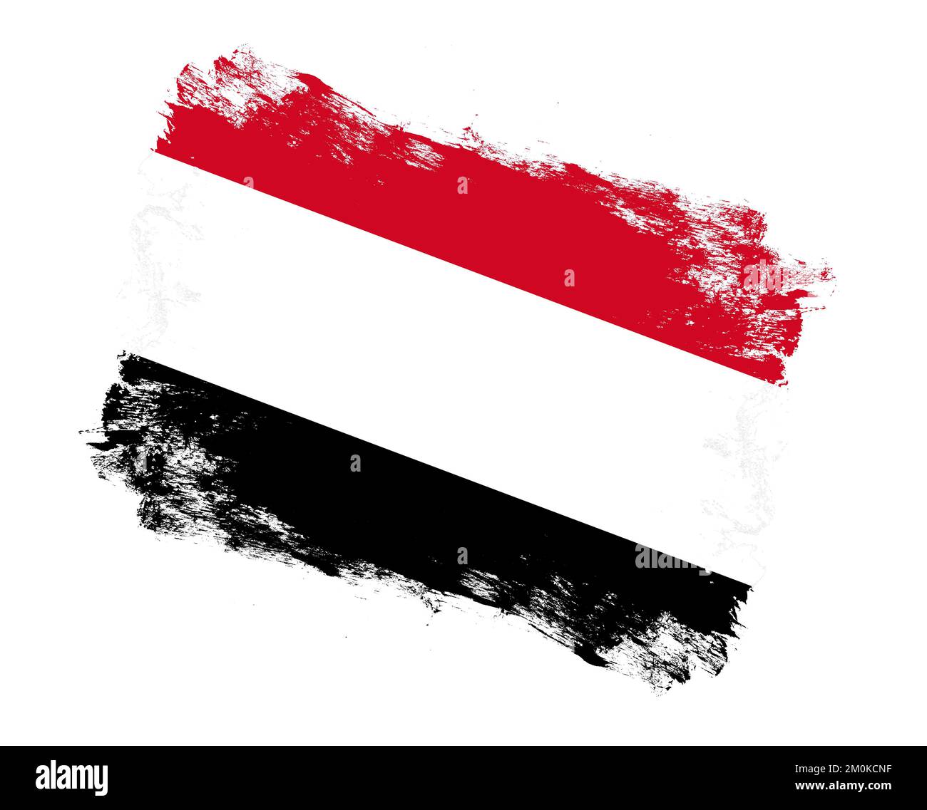 Stroke brush painted flag of yemen on white background Stock Photo - Alamy