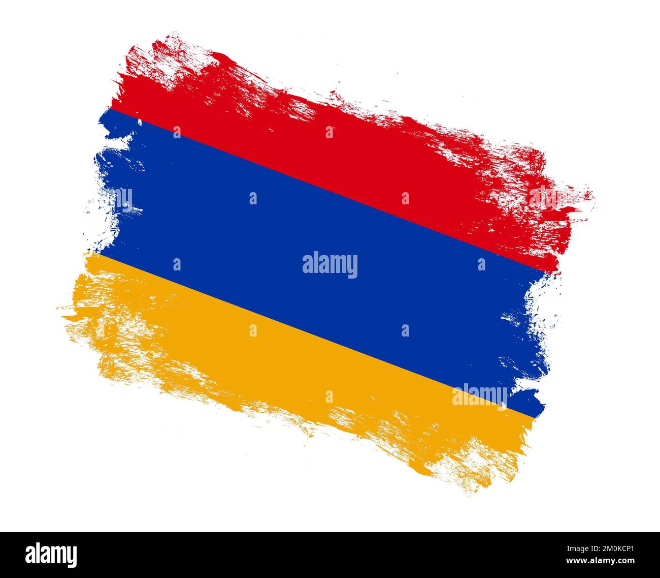 Stroke brush painted flag of armenia on white background Stock Photo ...