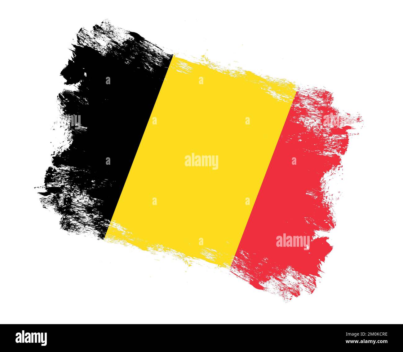 Stroke brush painted flag of belgium on white background Stock Photo ...