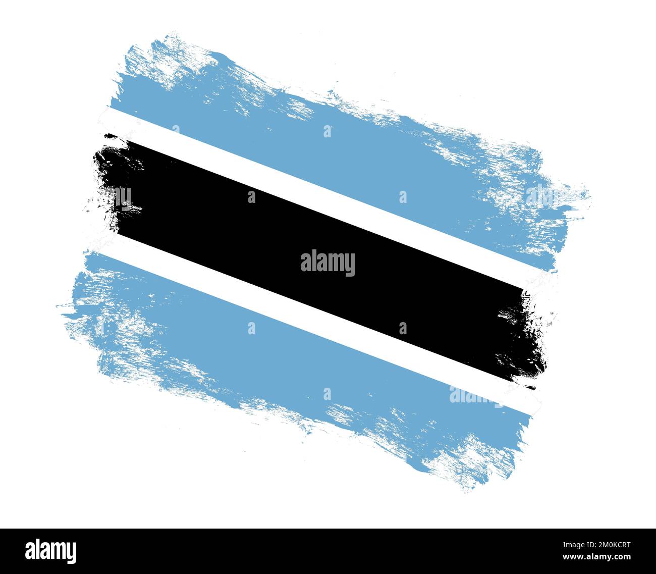 Stroke brush painted flag of botswana on white background Stock Photo ...
