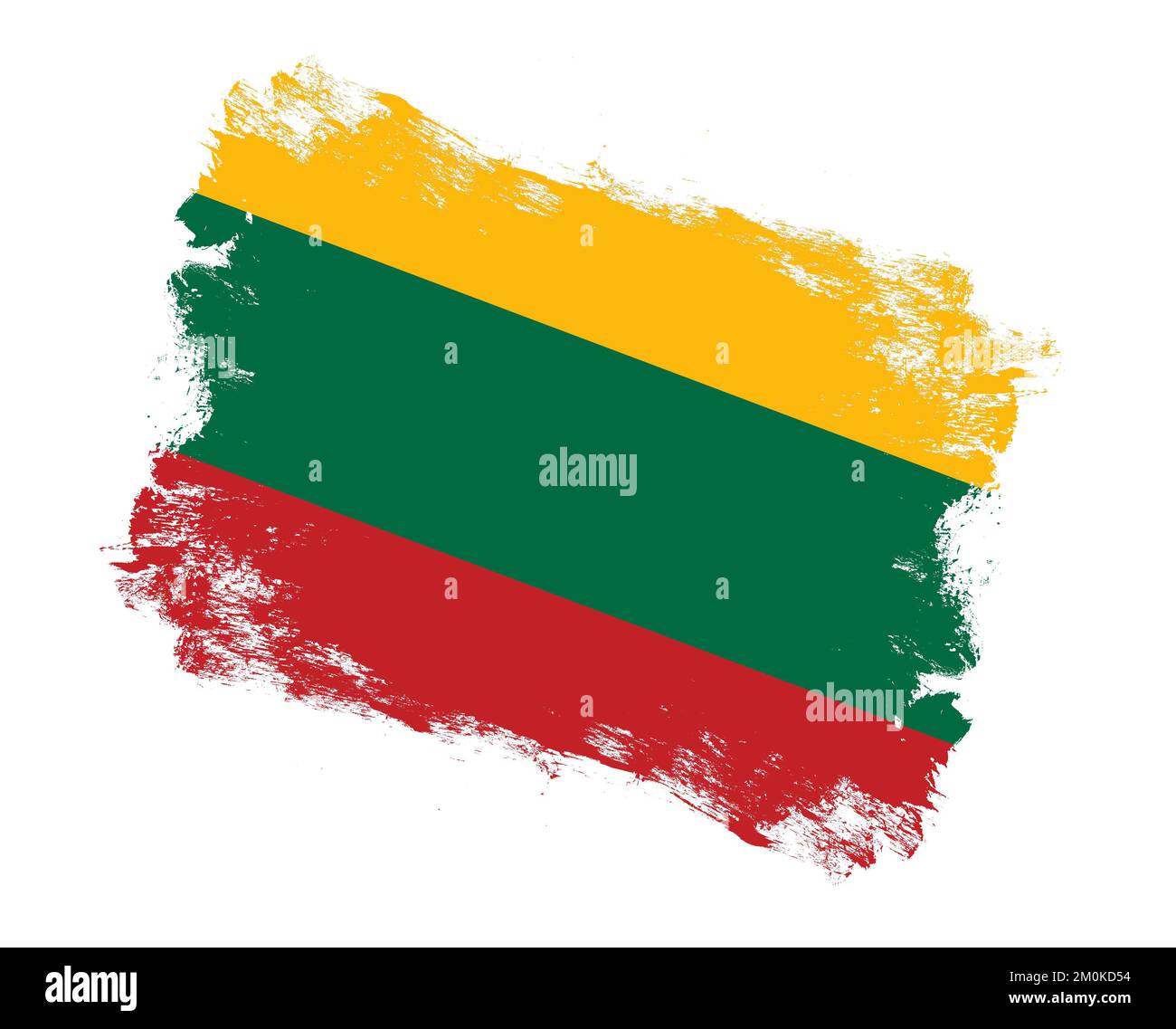 Stroke brush painted flag of lithuania on white background Stock Photo ...
