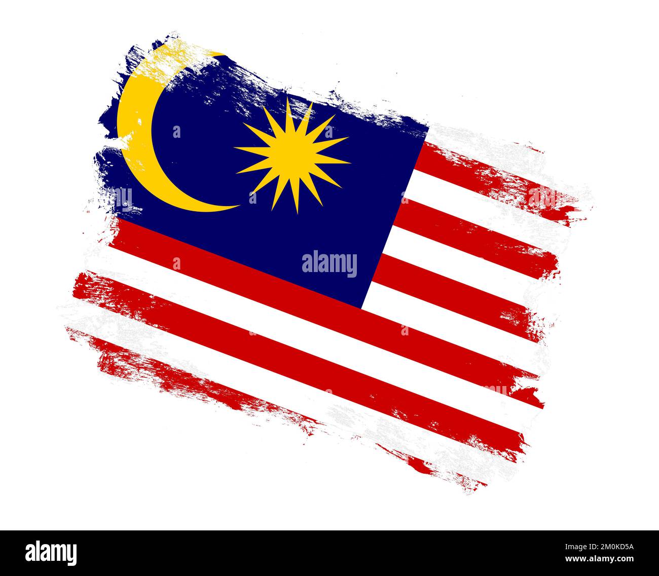 Stroke brush painted flag of malaysia on white background Stock Photo ...