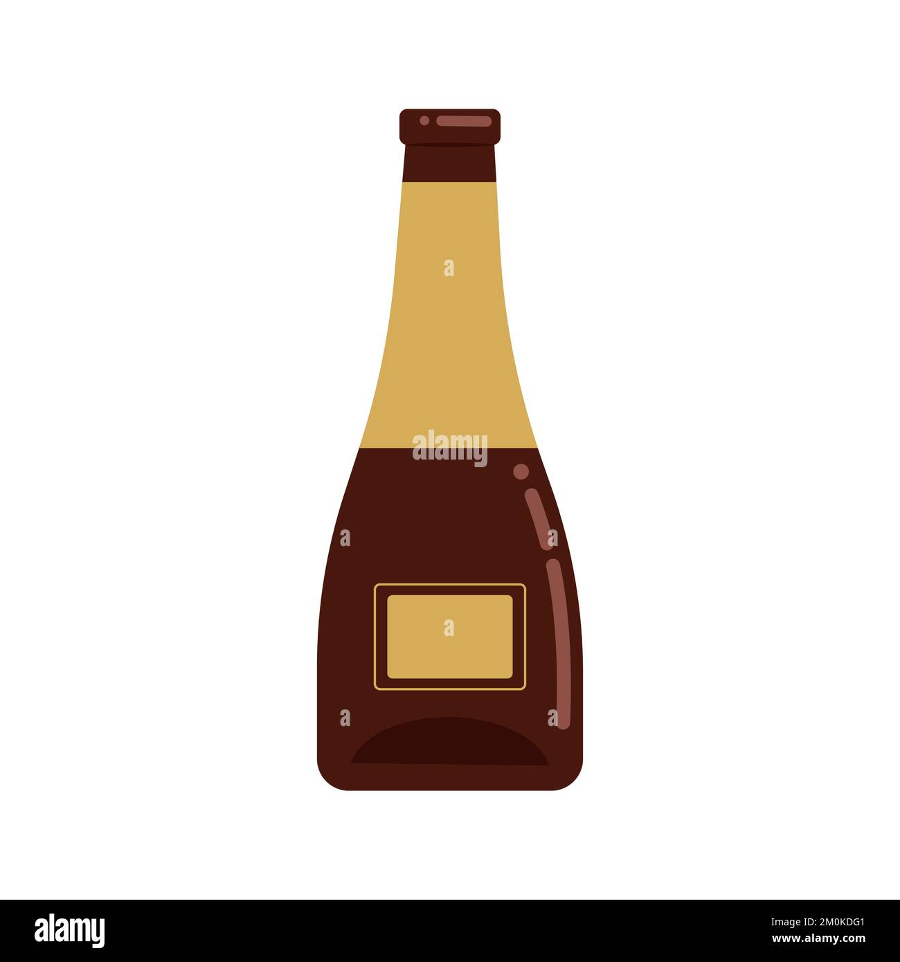 Glass bottle for wine. Vector illustration in flat style. Isolated object on a white background Stock Vector