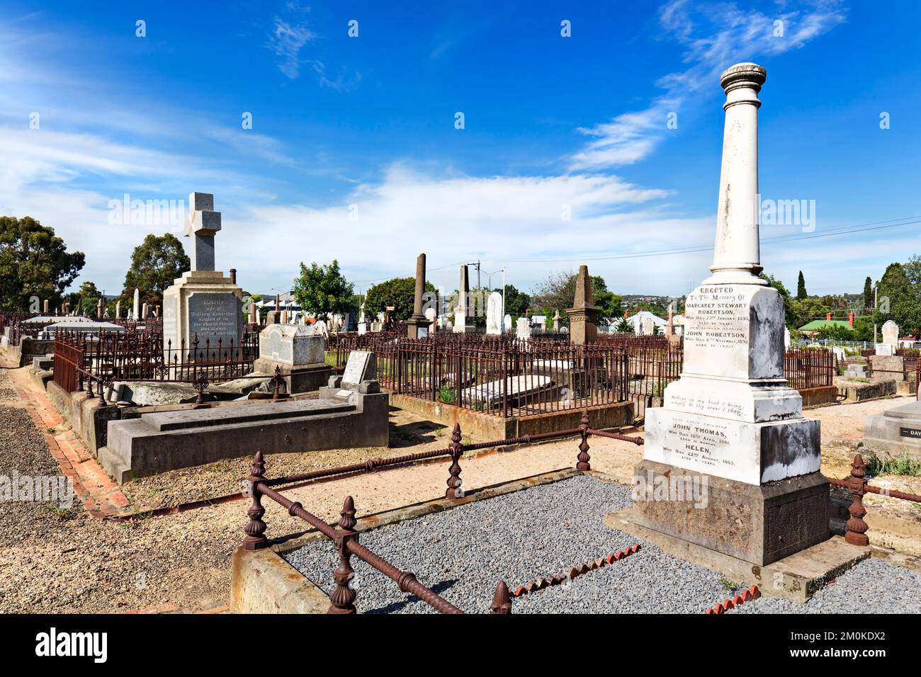 Ballarat Australia / Tombstones and graves at The Ballarat Old Cemetery. Stock Photo