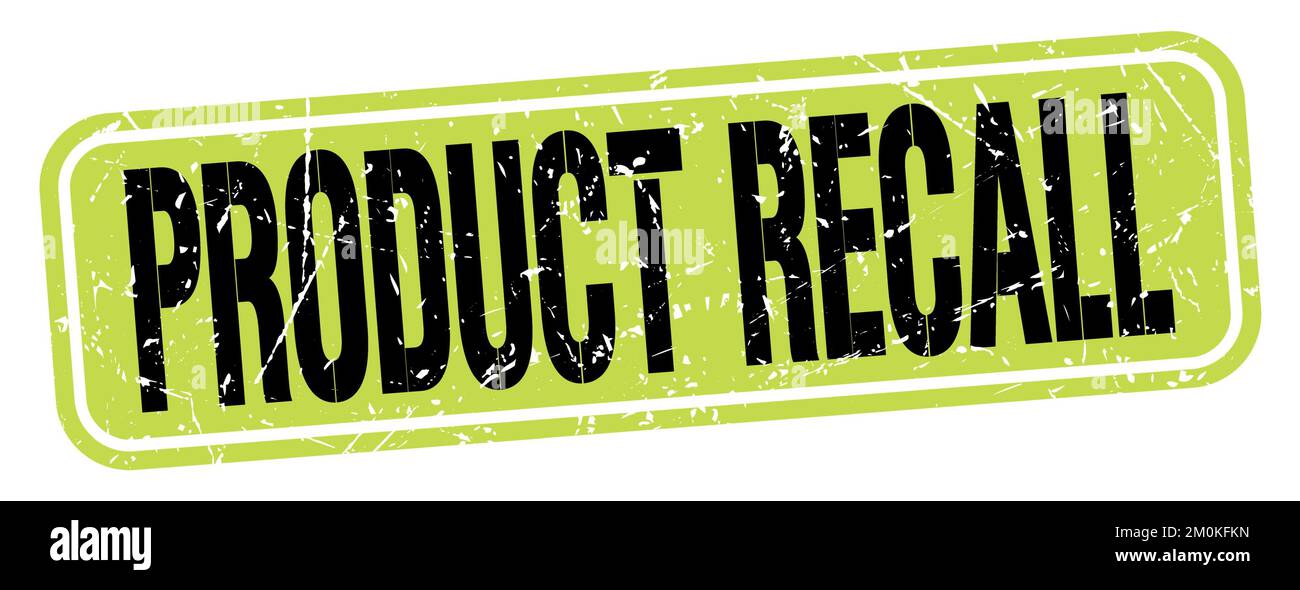 PRODUCT RECALL text written on green-black grungy stamp sign Stock ...