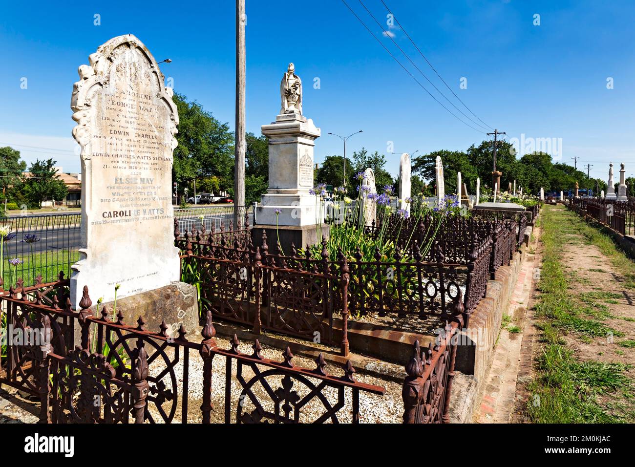 Ballarat Australia / Tombstones and graves at The Ballarat Old Cemetery. Stock Photo