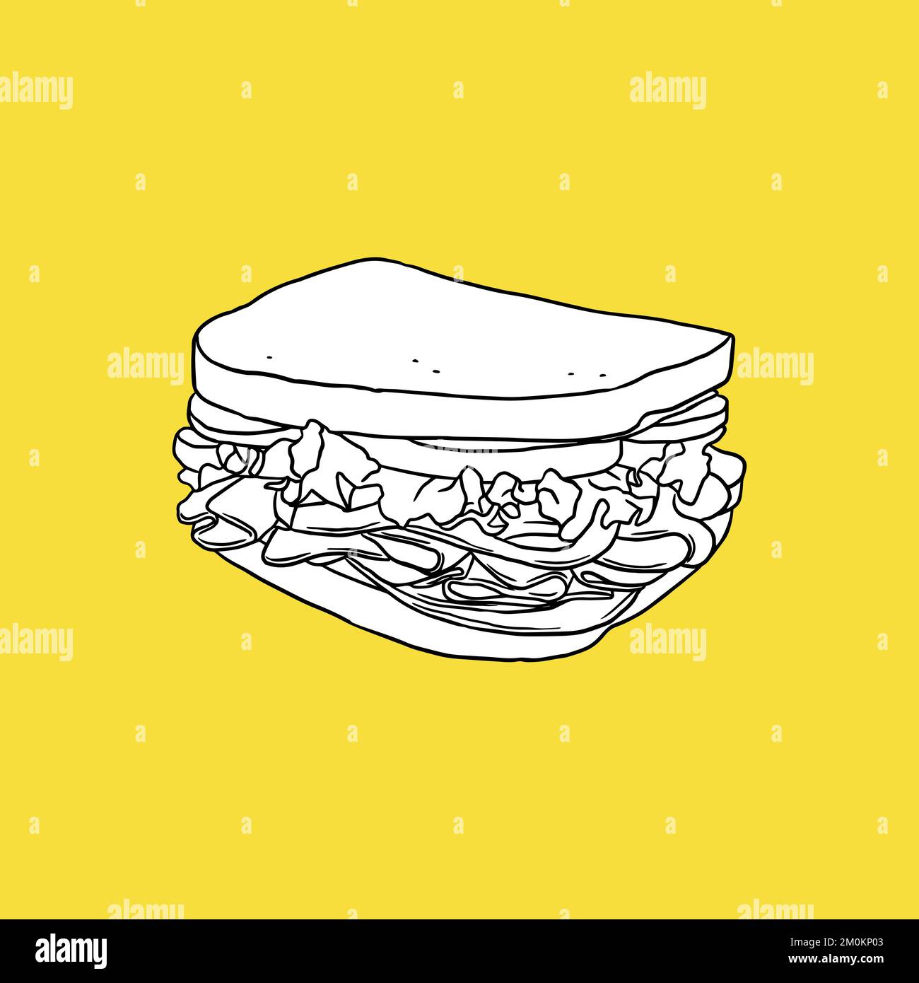 Sandwich Icon, Detailed drawing, Fast Food Concept, Sketch and Vintage style. Vector illustration Stock Vector