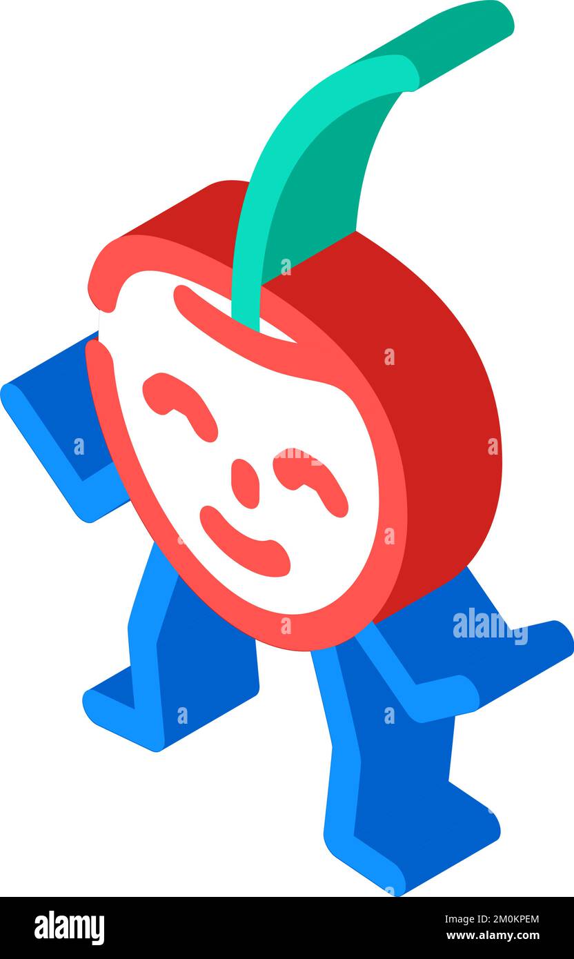 cherry berry character isometric icon vector illustration Stock Vector ...