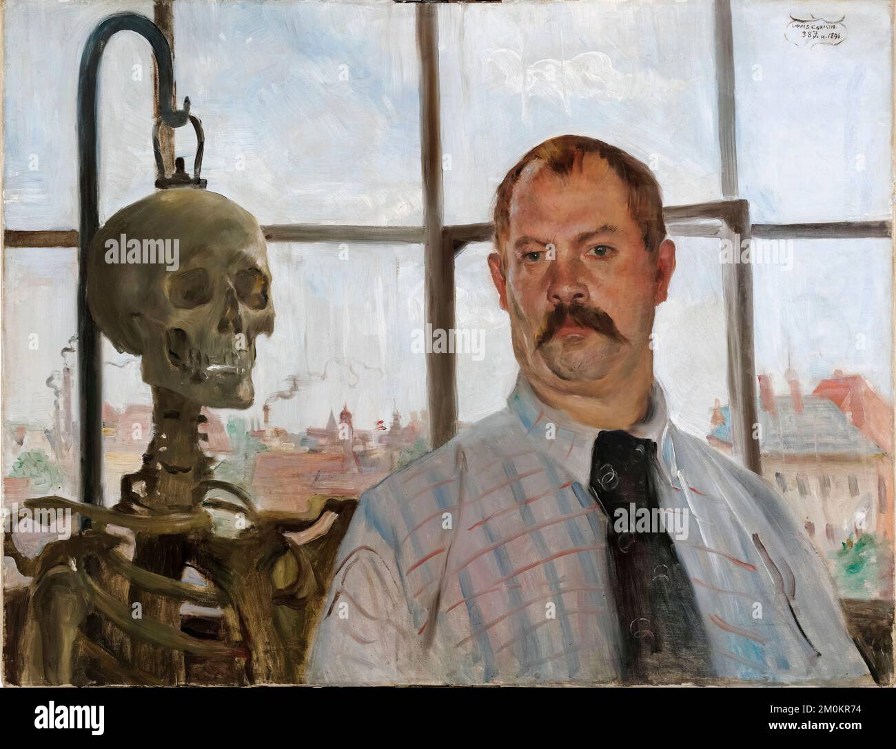 Lovis Corinth (18581925), Self Portrait with Skeleton, painting in oil