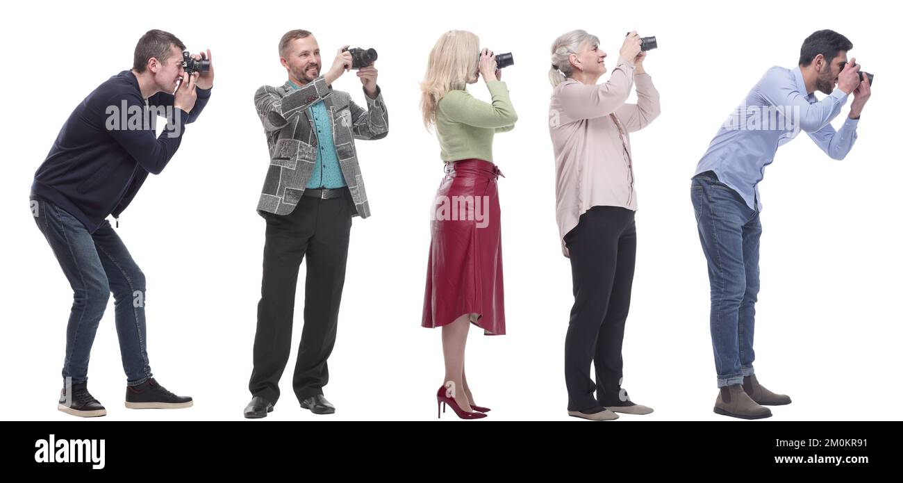 collage of group of photographers in profile isolated Stock Photo Alamy