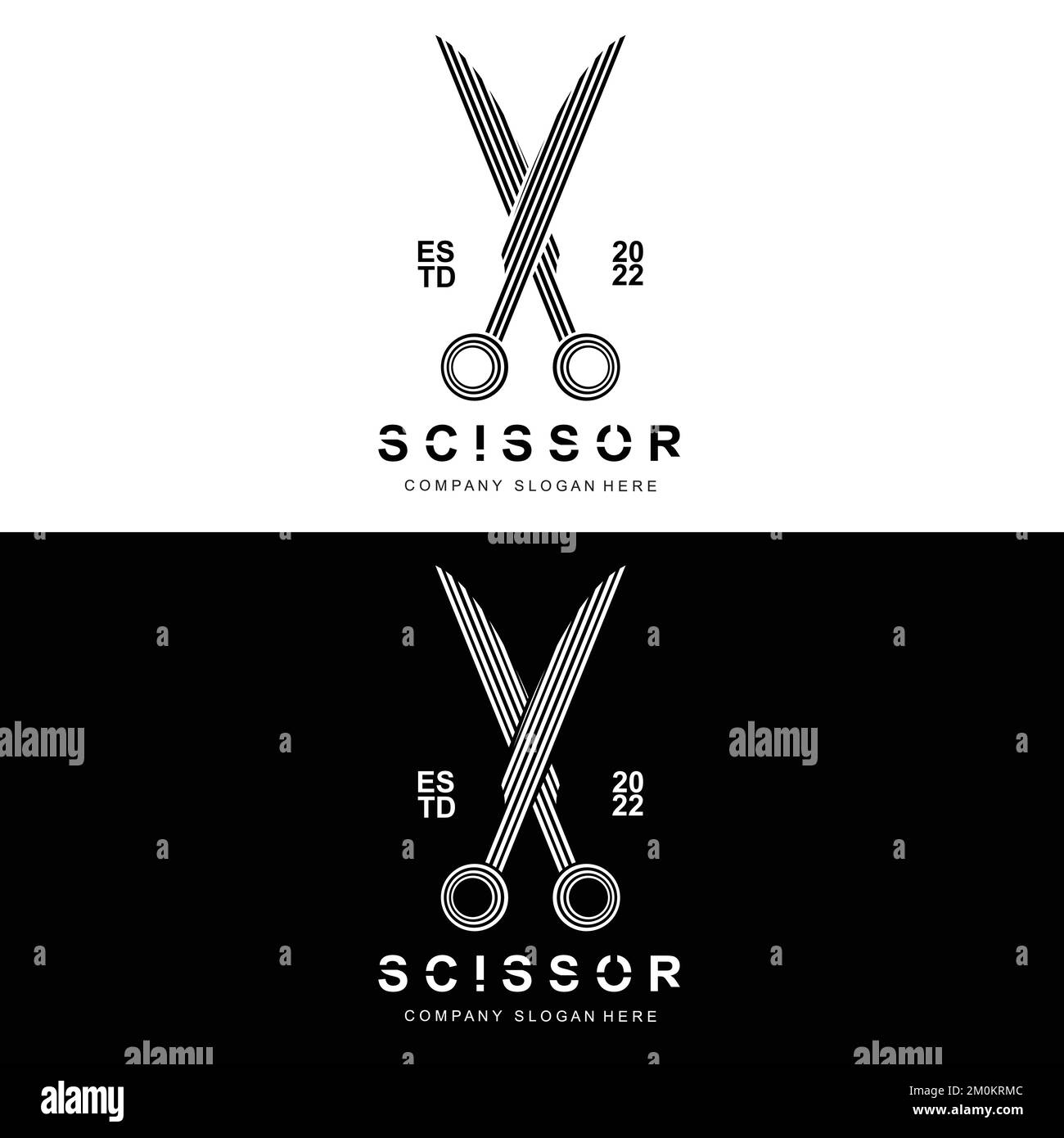 Scissors Logo Design, Vector Illustration Cutting Tool Icon Sticker