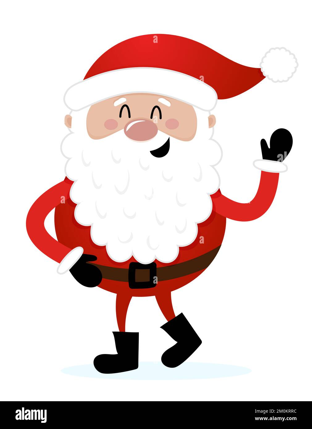 Standing Santa waving - illustration in cartoon style. Merry Christmas and happy new year. Funny characters in Santa's workshop. Stock Vector