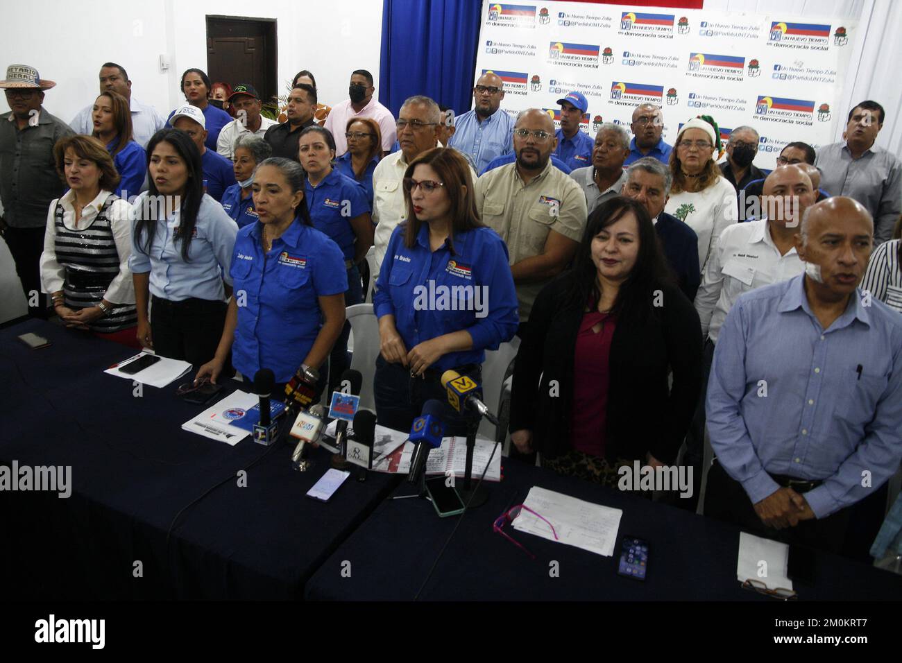 Non Exclusive: December 6, 2022, Marcaibo, Venezuela: The president of the blue awning Nora Bracho The regional executive leadership of the UNT party Stock Photo