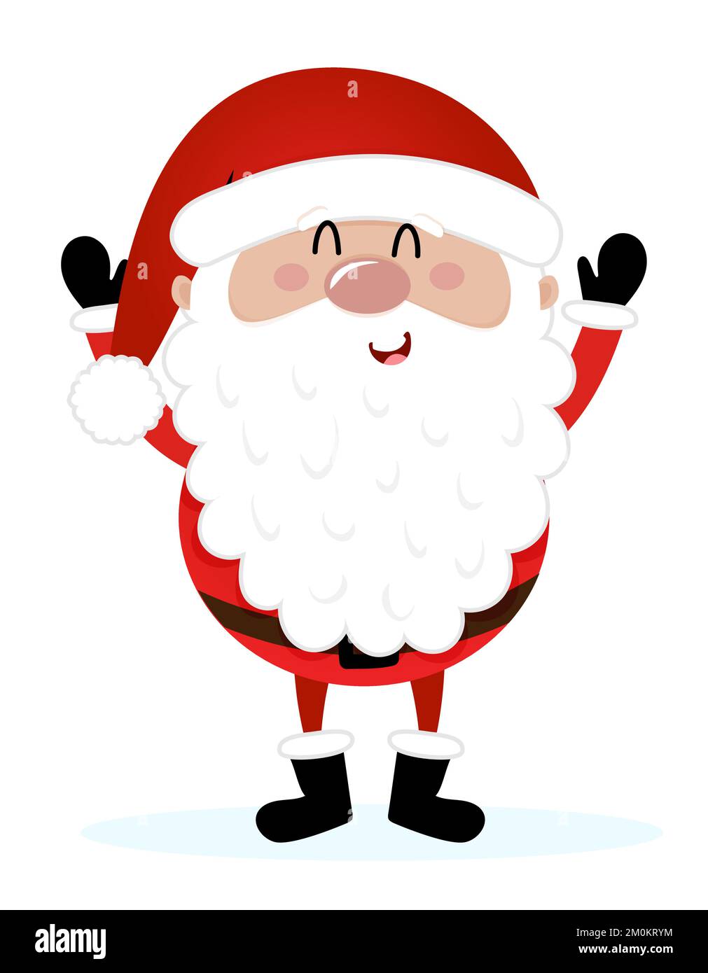 Waving Santa - illustration in cartoon style. Merry Christmas and happy new year. Funny characters in Santa's workshop. Stock Vector