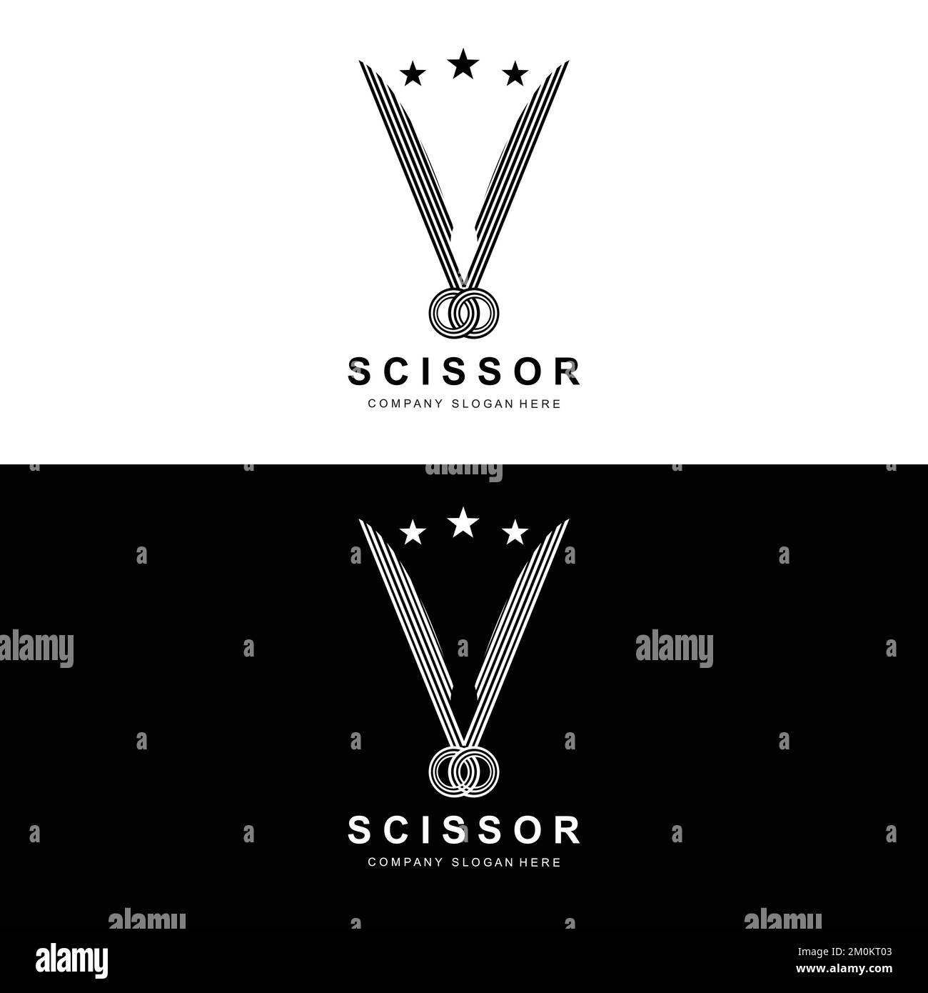 Scissors Logo Design, Vector Illustration Cutting Tool Icon Sticker