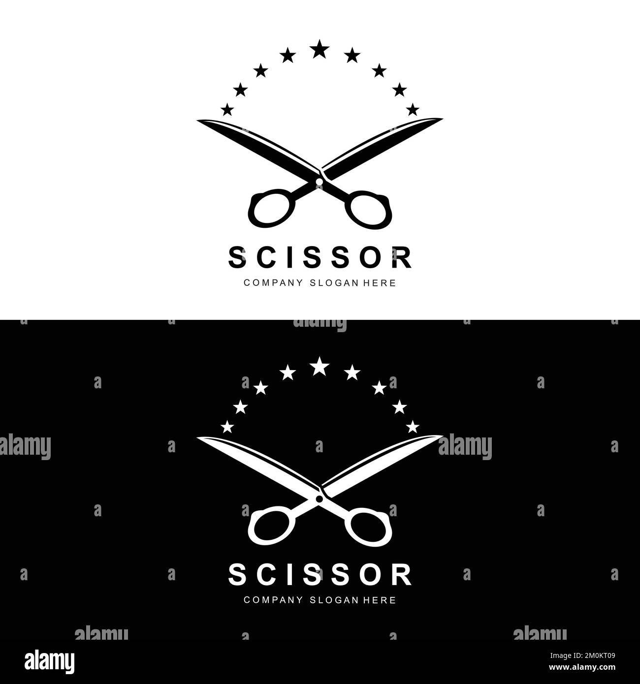 Scissors Logo Design, Vector Illustration Cutting Tool Icon Sticker