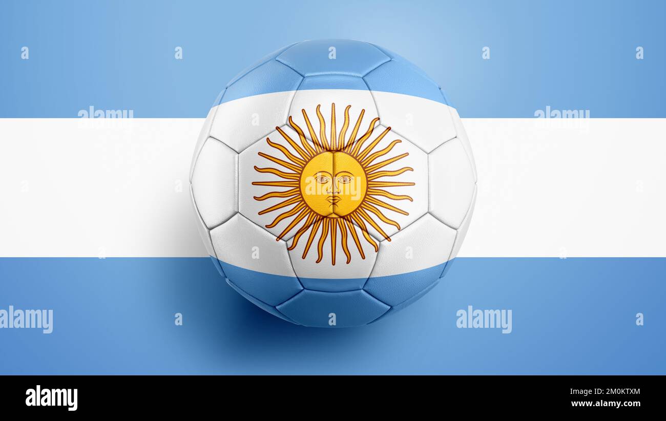 Soccer ball Argentina flag on a Argentina flag background 3D