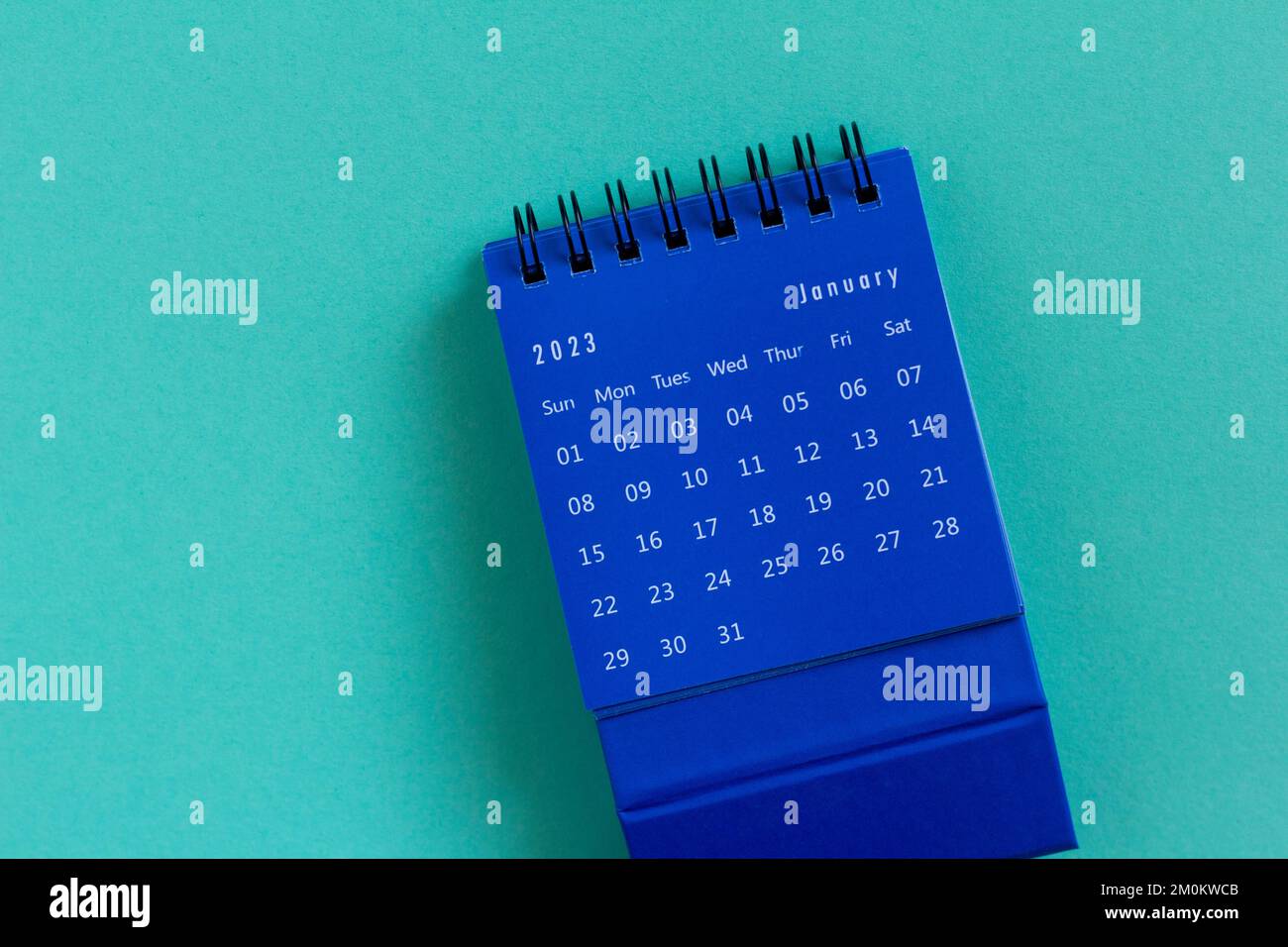 Calendar for January 2023 turquoise background Stock Photo Alamy
