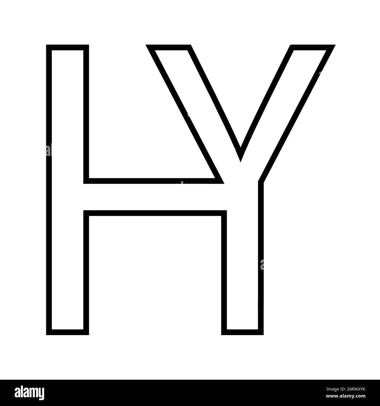 Logo sign hy yh icon nft interlaced letters y h Stock Vector