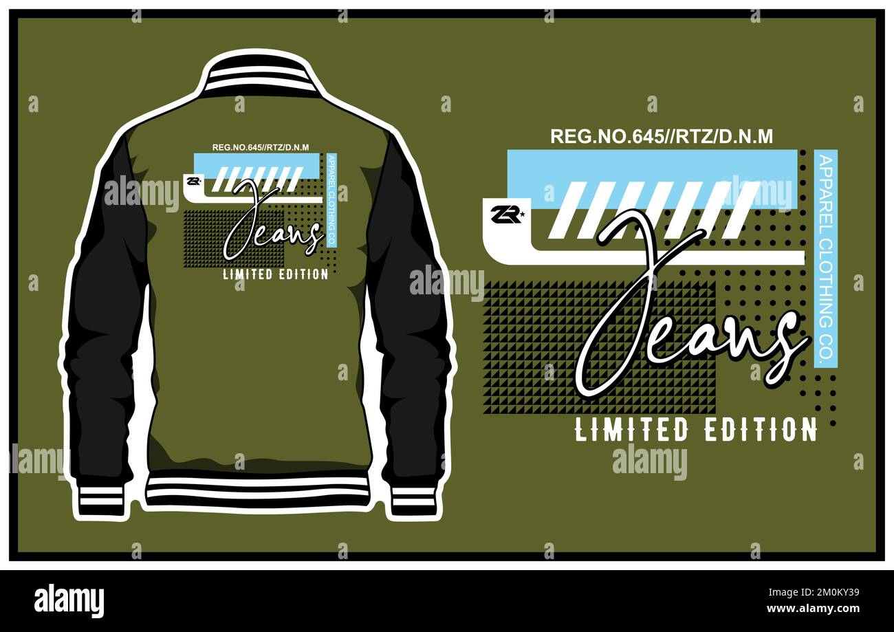 Text In Jacket A casual denim jacket art design with editable text Stock Vector Image ...
