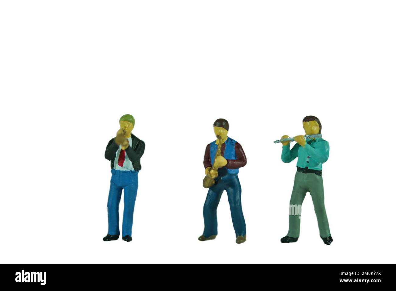 A musical group of wind instruments isolated on a white background