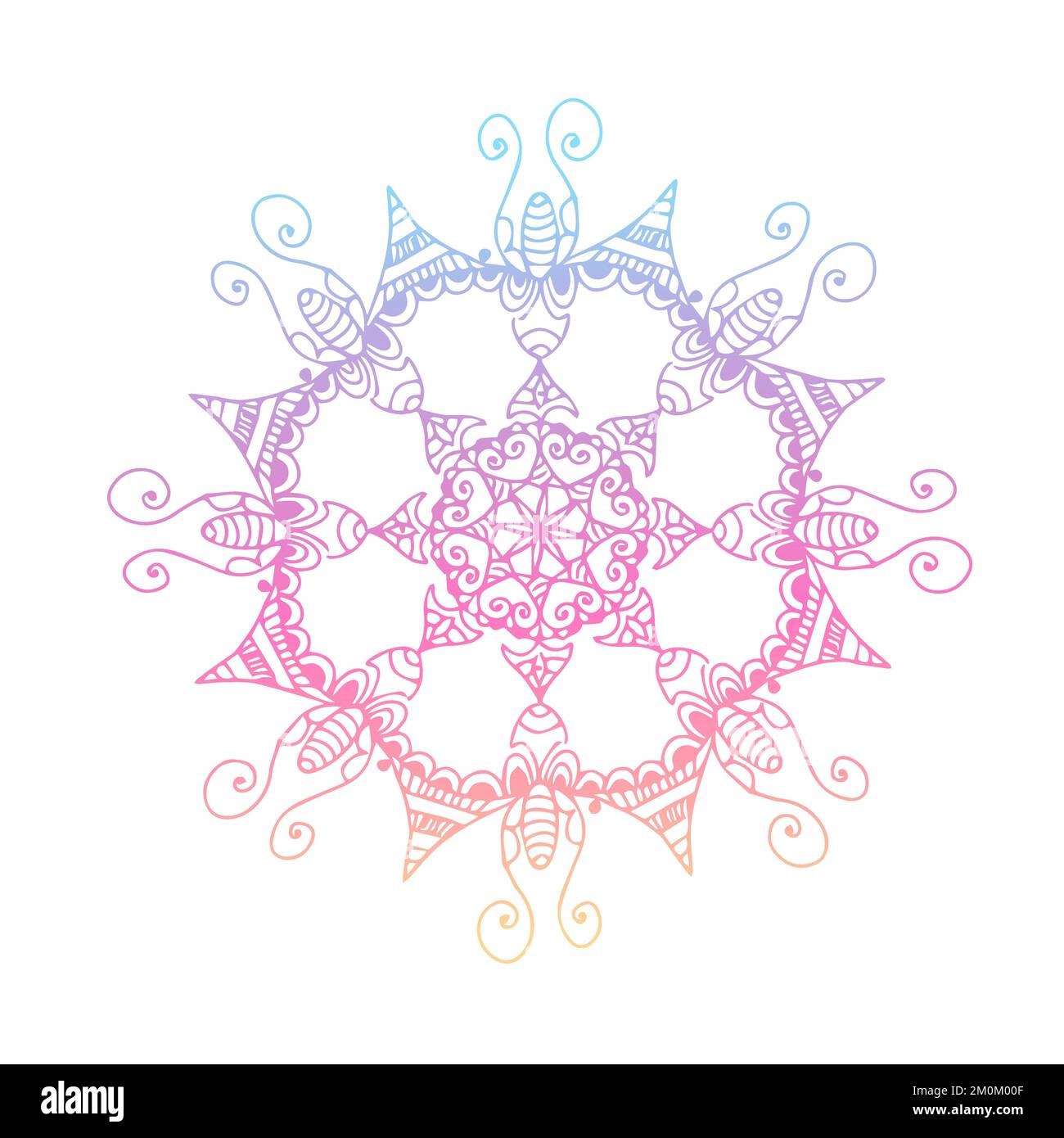 Ethnic motif mandala, boho ornament colorful isolated on white background.  Anti-stress therapy patterns. Weave design elements. Yoga. Vector  illustration Stock Vector Image & Art - Alamy
