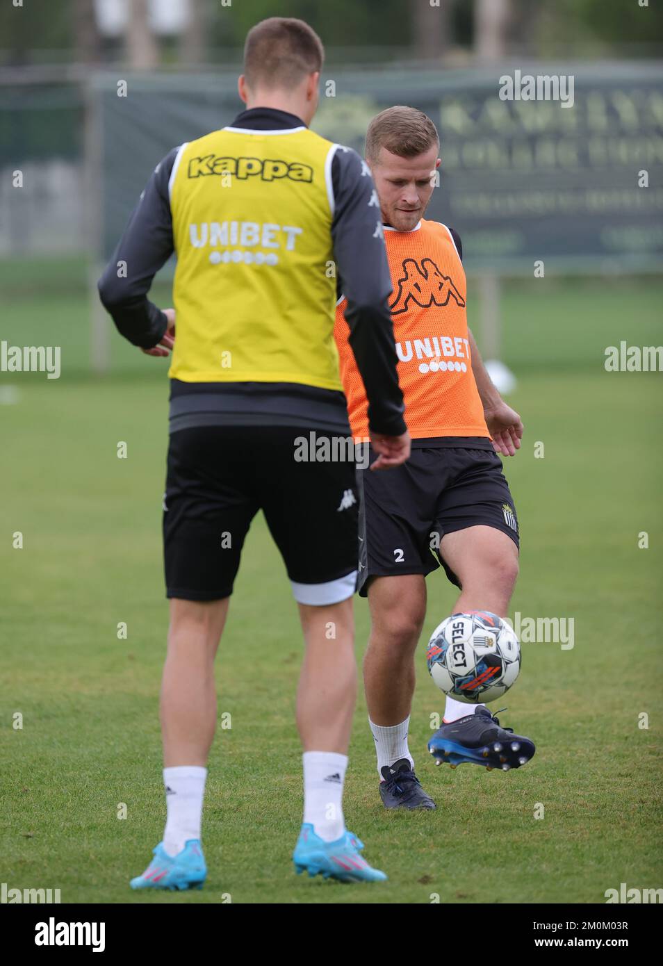 Charleroi's Daan Heymans and Charleroi's Jonas Bager pictured during a