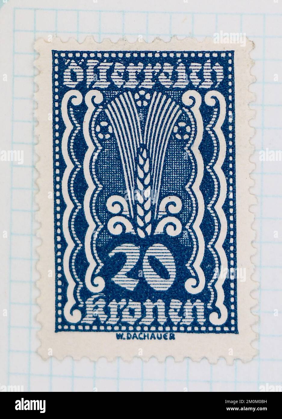 Photo of an Austrian postage stamp Symbolism ear of corn Symbolic subjects series 1922 Stock Photo