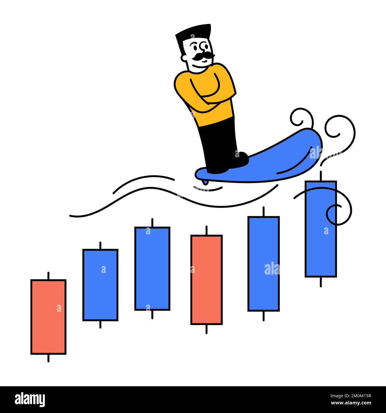 Vector illustration. Businessman checking professional analytics. Making professional growth. Concept of business, career development Stock Vector