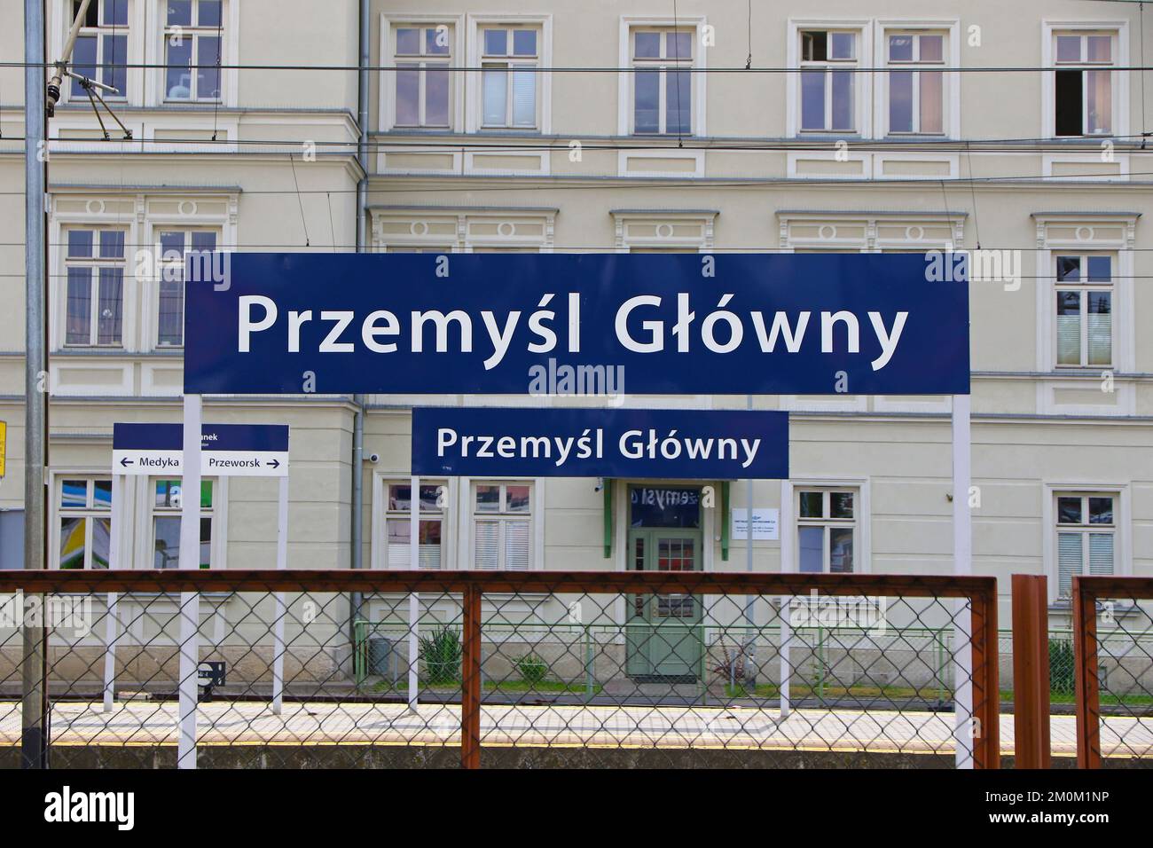 Przemysl, Poland - July 2021: Przemysl Glowny, railway station in Przemysl city, Podkarpackie Voivodeship, Poland. Station has 4 platforms and 9 track Stock Photo