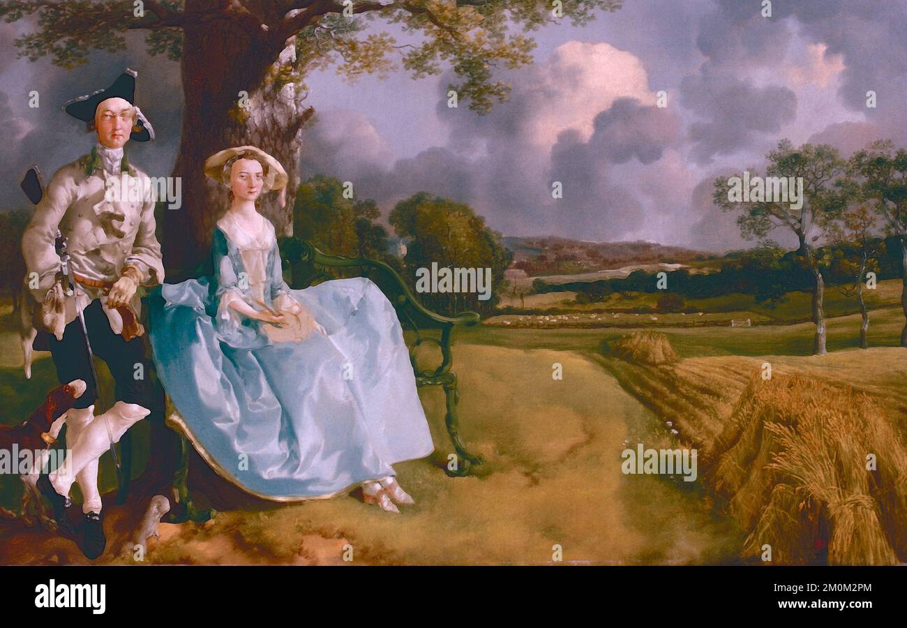 Mr. and Mrs. Andrews, painting by English artist Thomas Gainsborough, 1960s Stock Photo