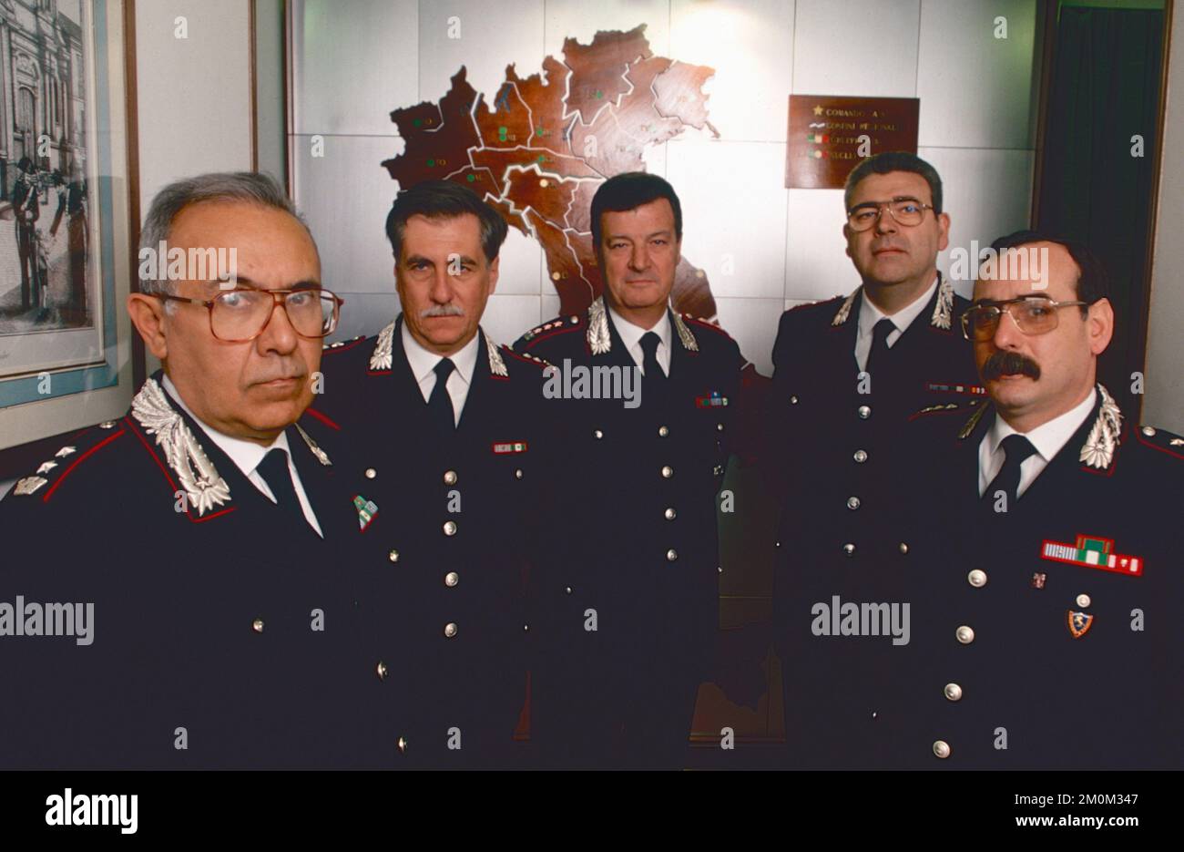 Italian Carabinieri Anti-tampering department NAS A. Orru, U. Massolo, M. Palumbo, G. Dainese, F. Rizzo, Italy 1994 Stock Photo