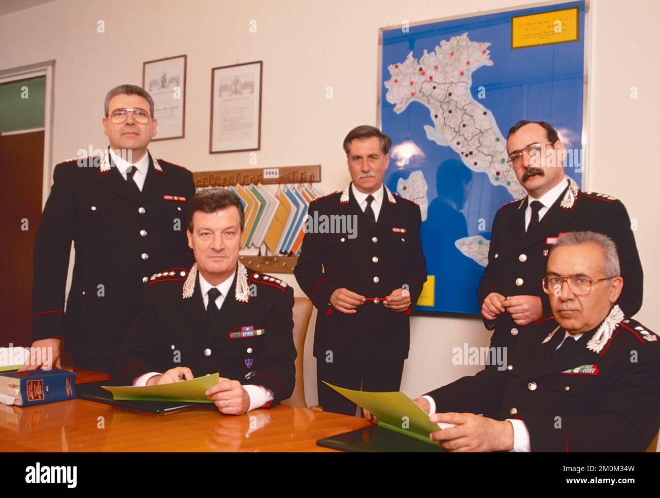 Italian Carabinieri Anti-tampering department NAS G. Dainese, M. Palumbo, U. Massolo, F. Rizzo, and A. Orru, Italy 1994 Stock Photo
