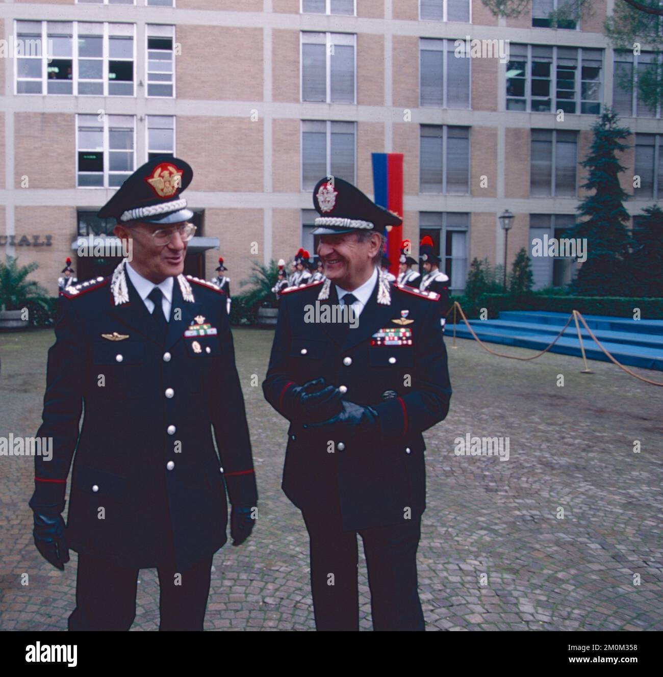 Italian Carabinieri General Luigi Federici (left) at the new Officers Oath, Italy 1994 Stock Photo