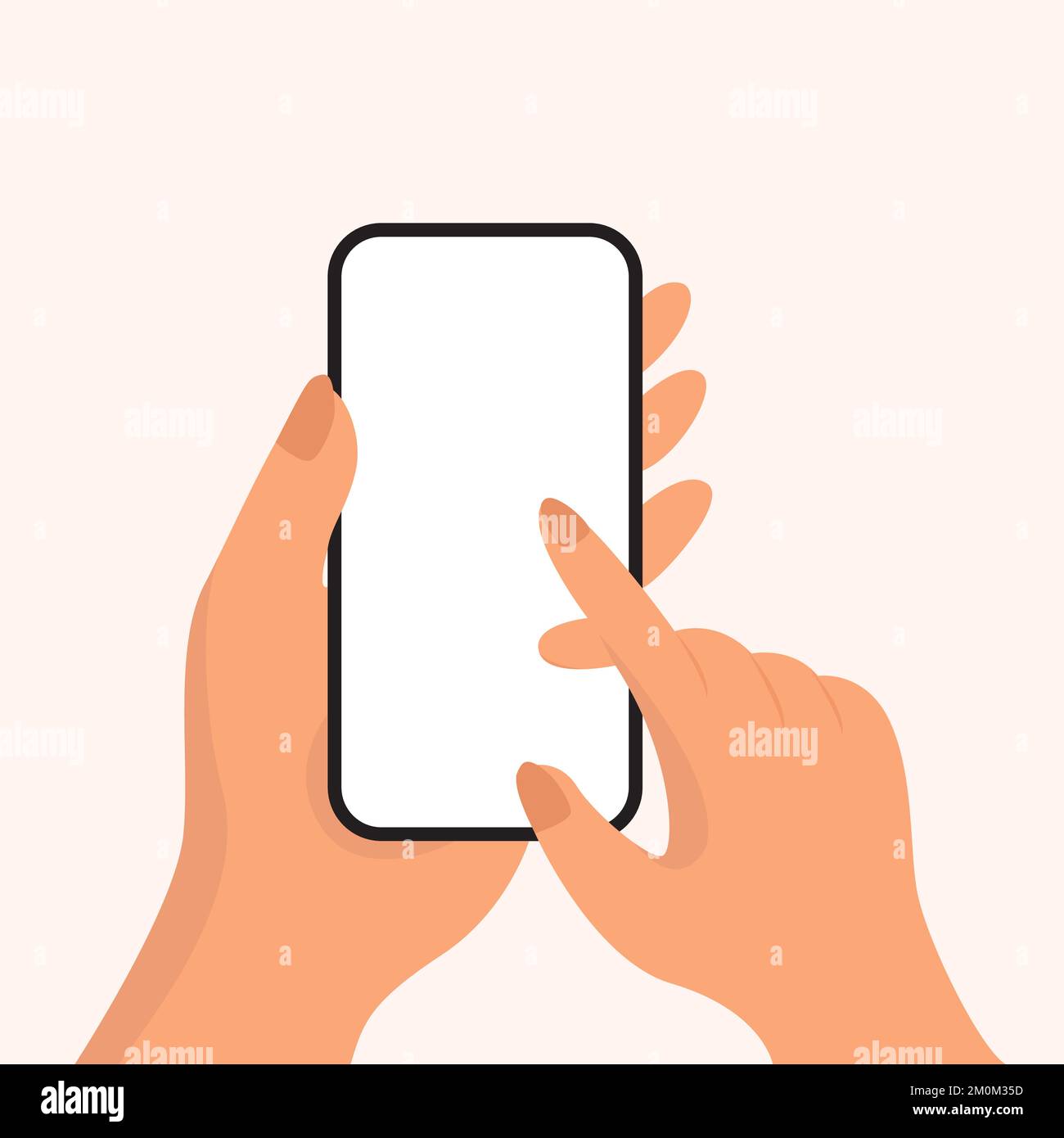 Smartphone Touchscreen Using Hand Blank Display Vector Illustration