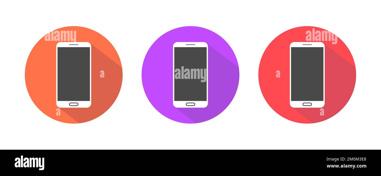 Modern Smartphone Colorful Shadow Vector Icons Stock Vector