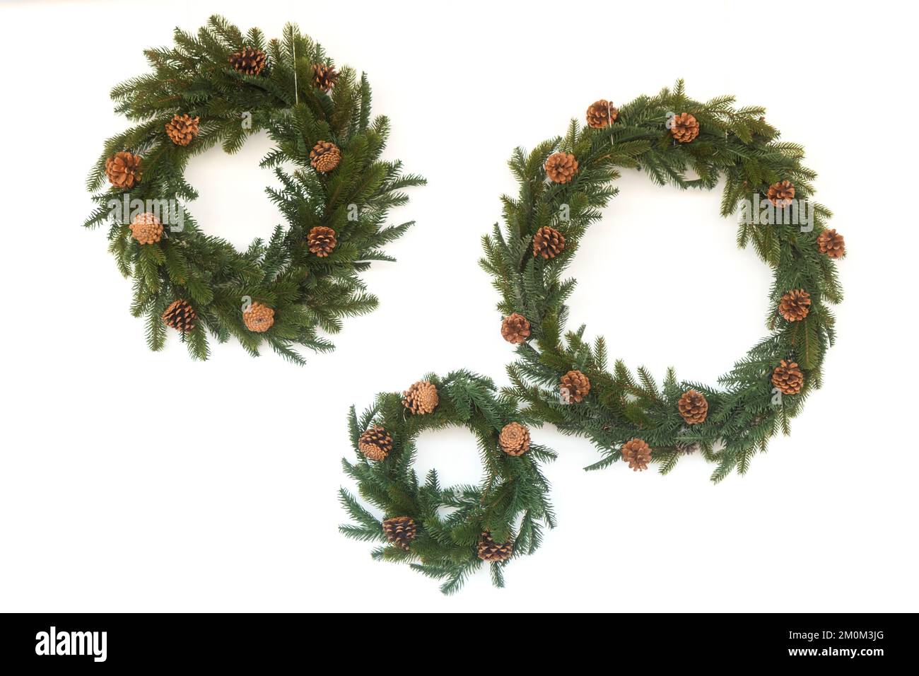 Christmas round garlands of pine branches Stock Photo Alamy