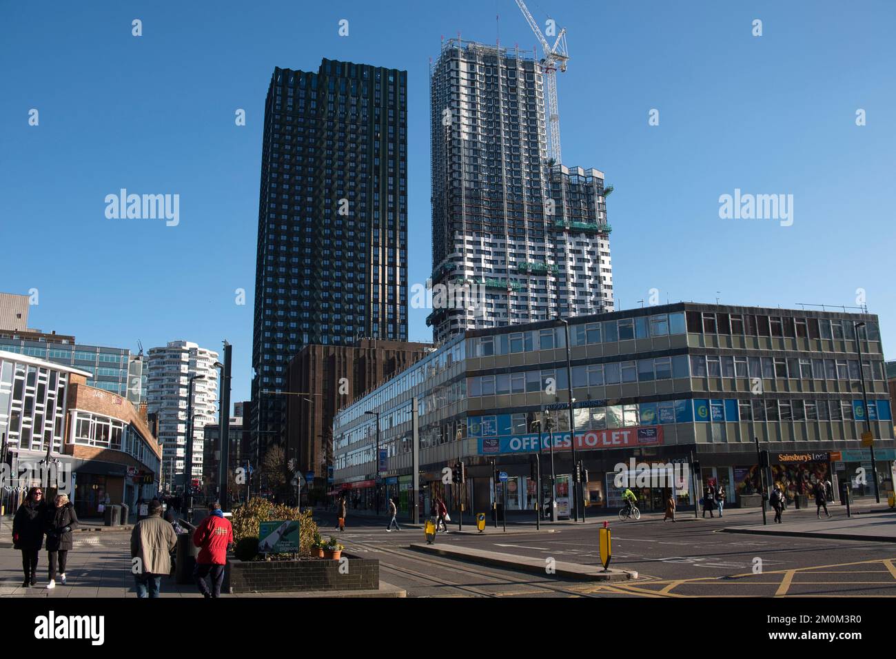 Central Croydon regeneration in December Stock Photo