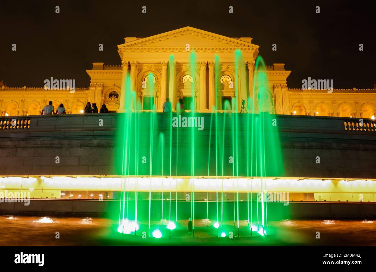Sao Paulo, Brazil: colored water fountains in Ipiranga Museum park ...