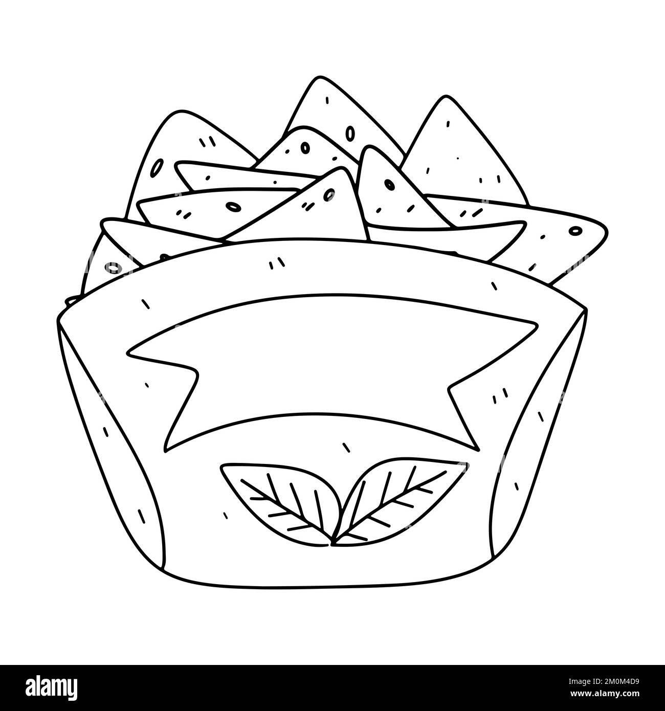 Illustration Mexican corn chips nachos with salsa. Doodle tortilla ...