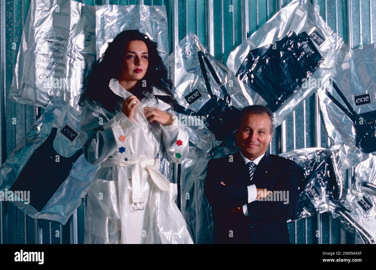 Presentation of the Italian fashion brand Extè, Italy 1990s Stock Photo ...